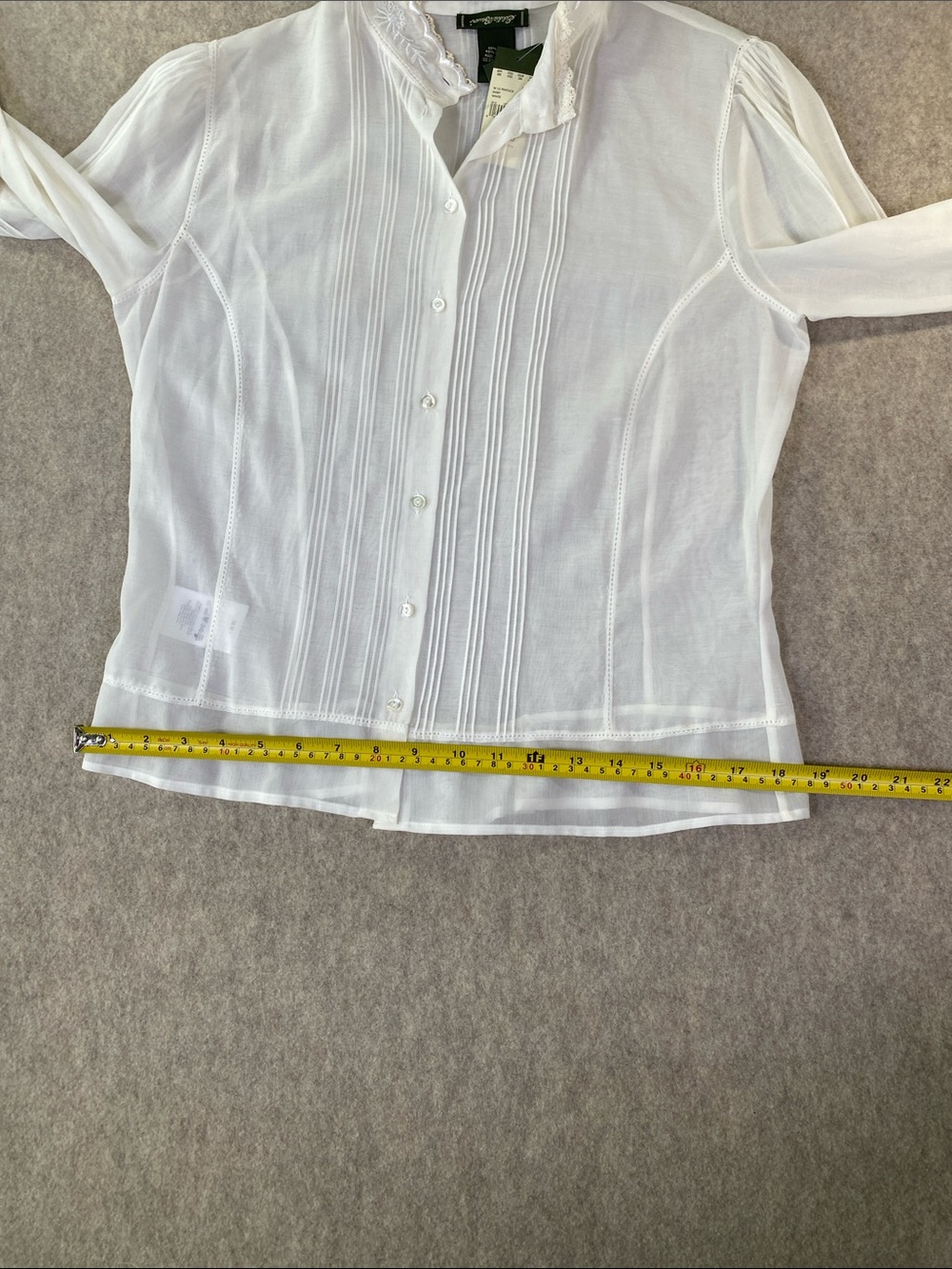 NWT Eddie Bauer Silk Lace-Trim Blouse with Embroidered Collar - Picture 7 of 10